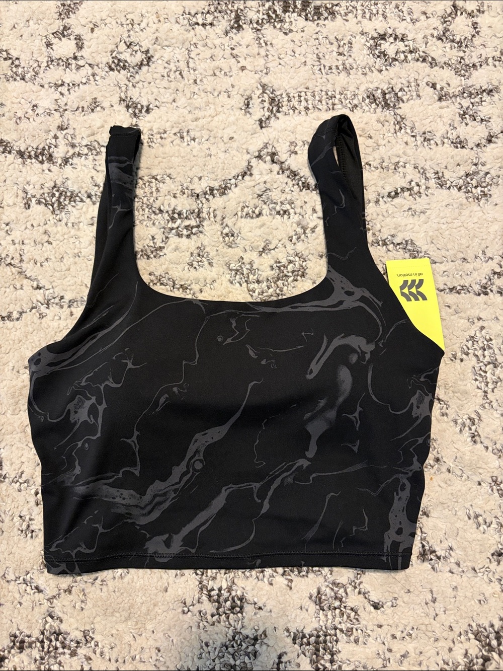 all in motion Black Marble-Print Sports Bralette